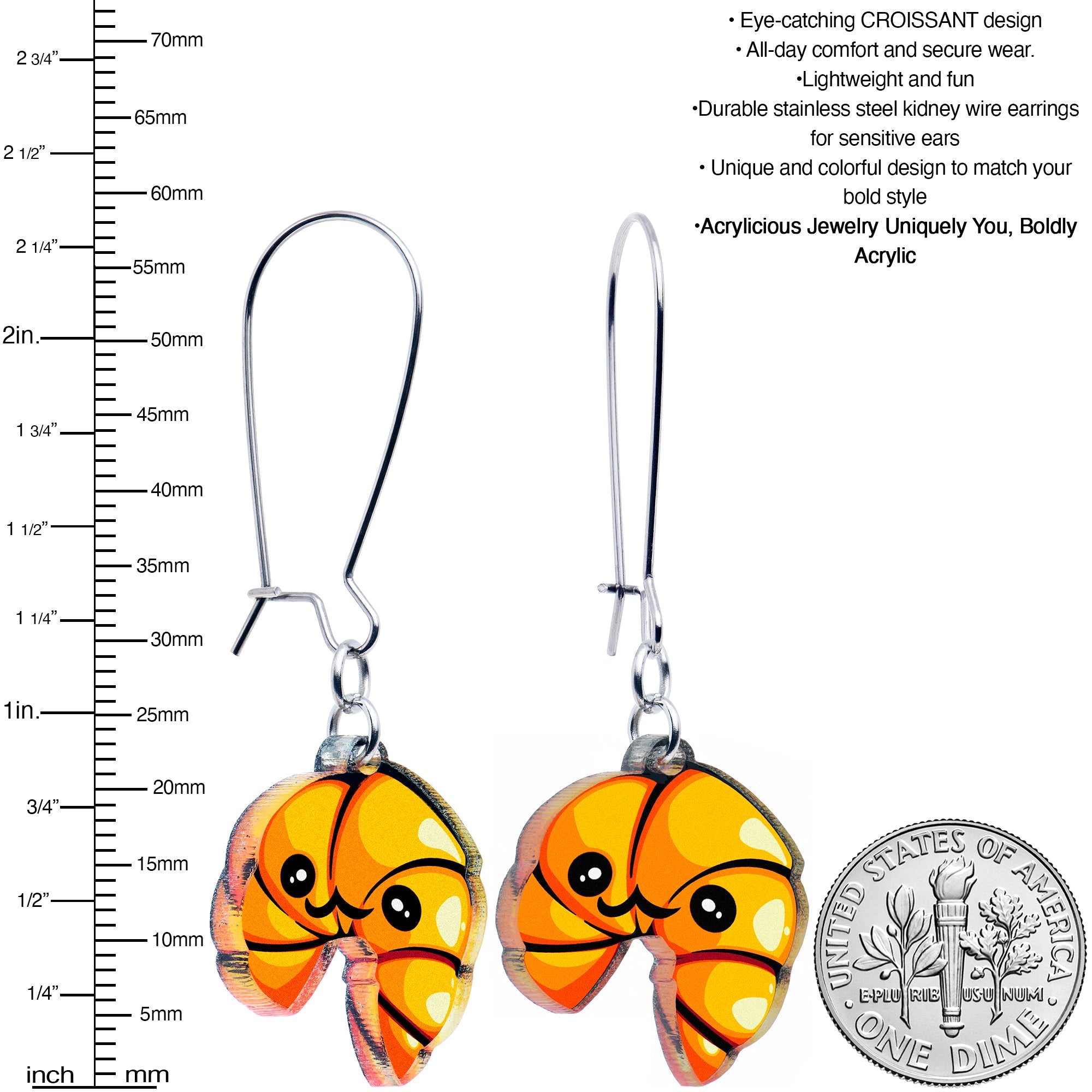 Acrylicious Quaso Croissant Dangle Earrings by Onyx O