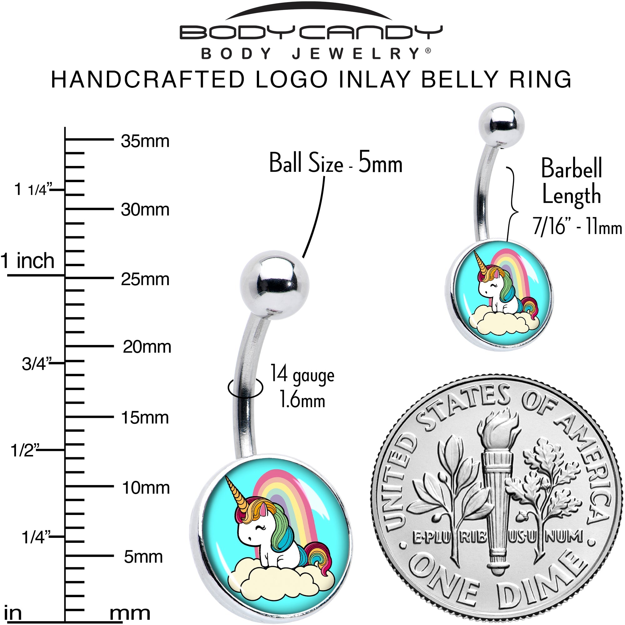 Rainbow Unicorn Belly Ring by Onyx O