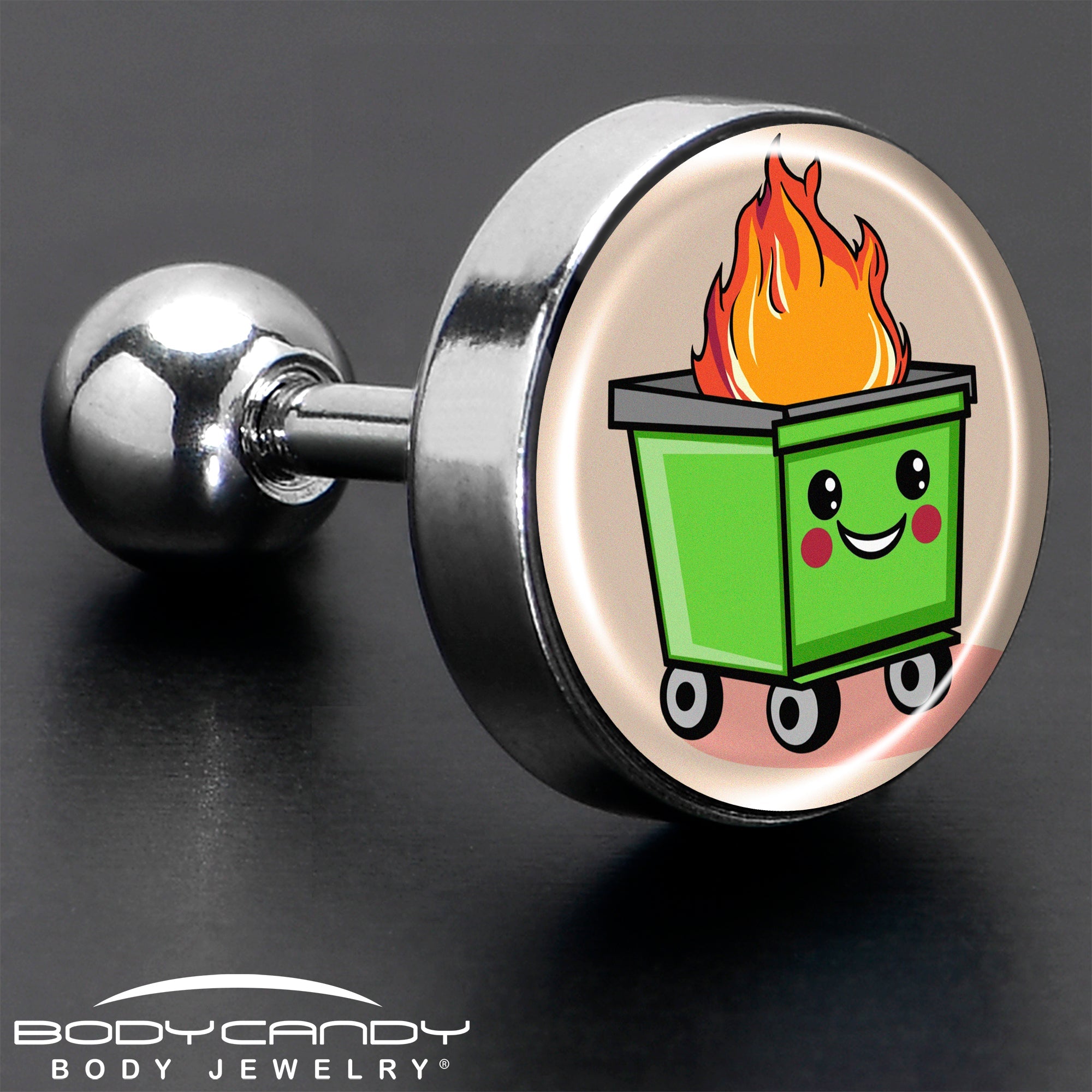 16G 1/4 Dumpster Fire Tragus Cartilage Earring by Onyx O