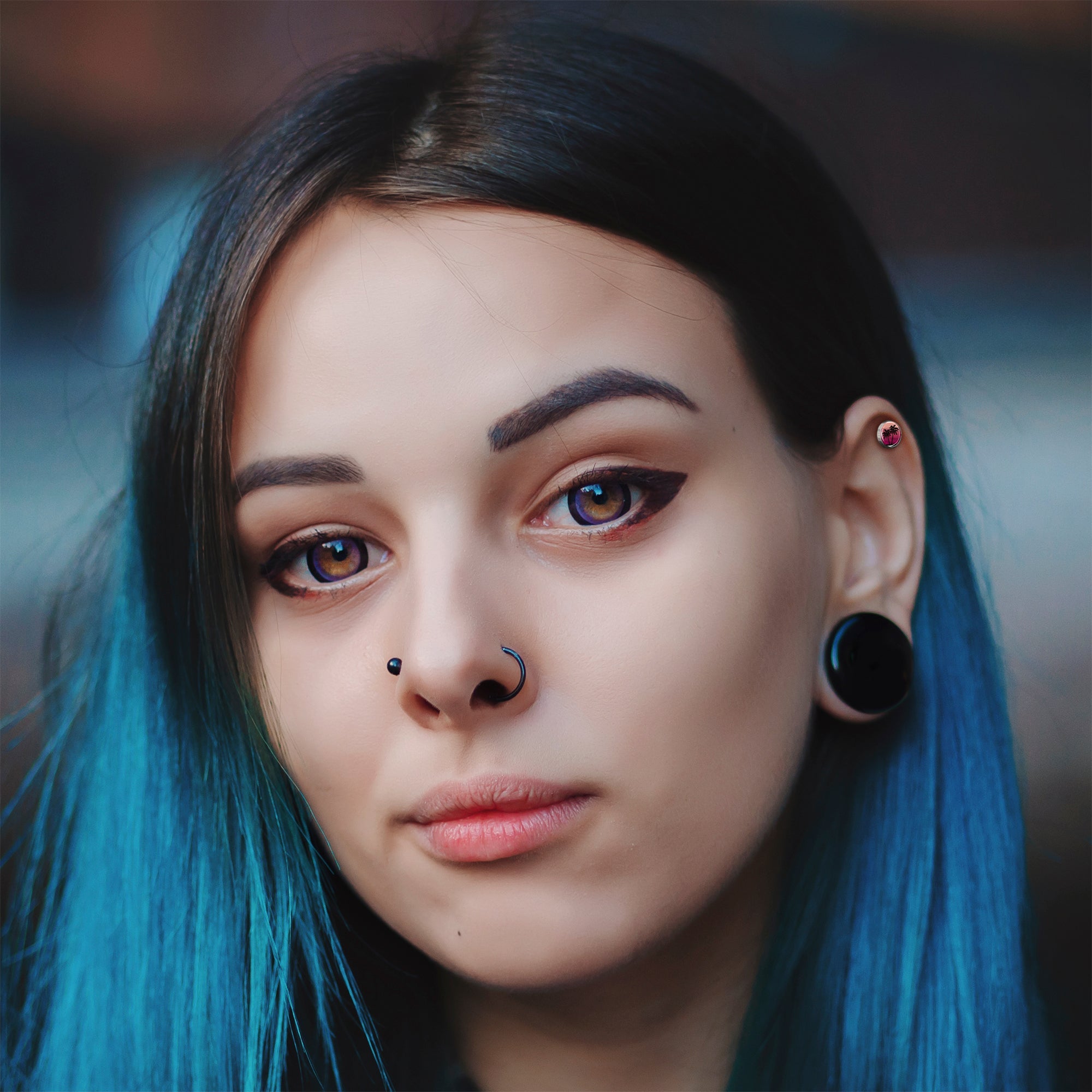 16G 1/4 Palm Tree Retro Sunset Tragus Cartilage Earring by Onyx O