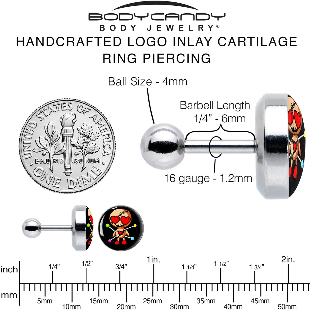 16G Valentine Heart Voodoo Doll Tragus Cartilage Earring