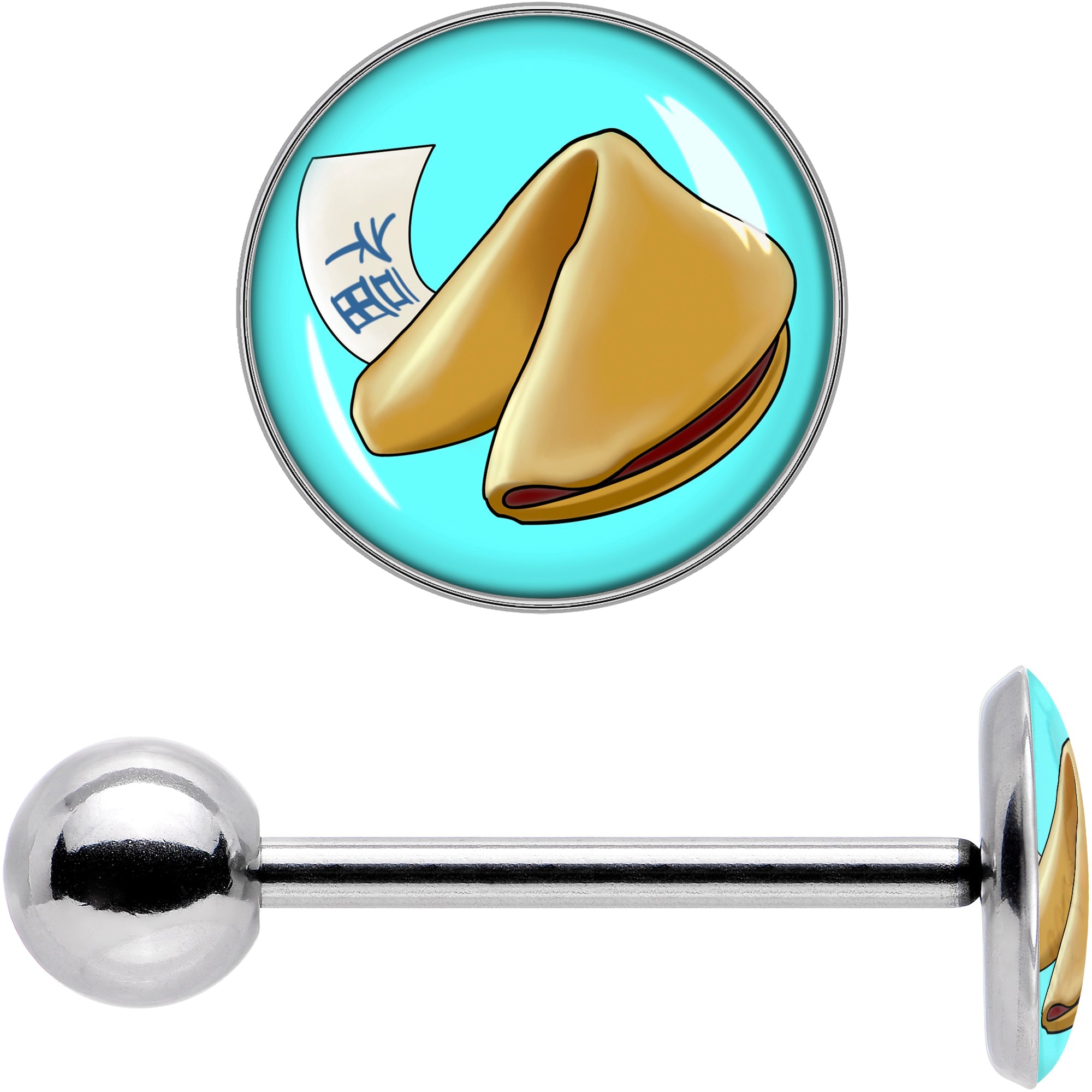 Fortune Cookie Barbell Tongue Ring by Onyx O