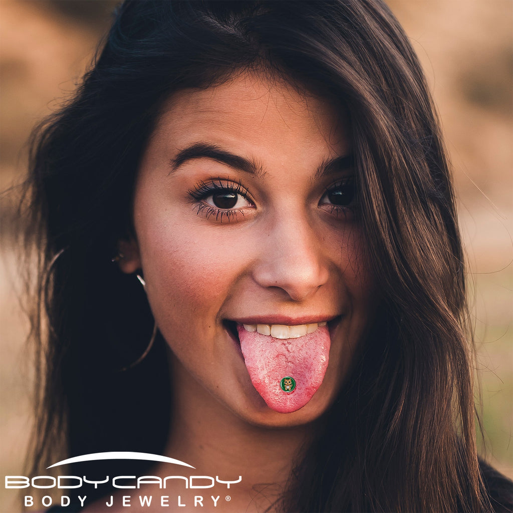 Christmas Holiday Gingerbrread Kitty Cat Barbell Tongue Ring by Onyx O
