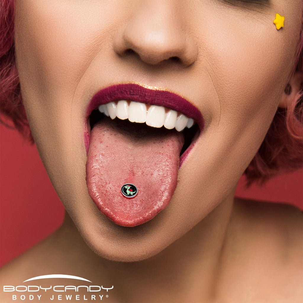 Christmas Holiday Dinosaur Barbell Tongue Ring by Onyx O