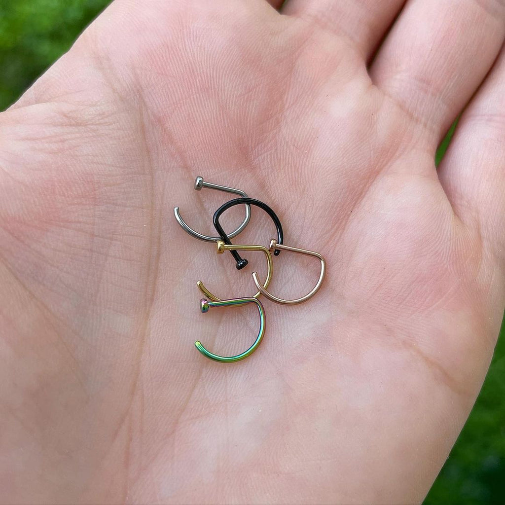 20G 3/8 Implant Grade Titanium D Shape Nose Hoop