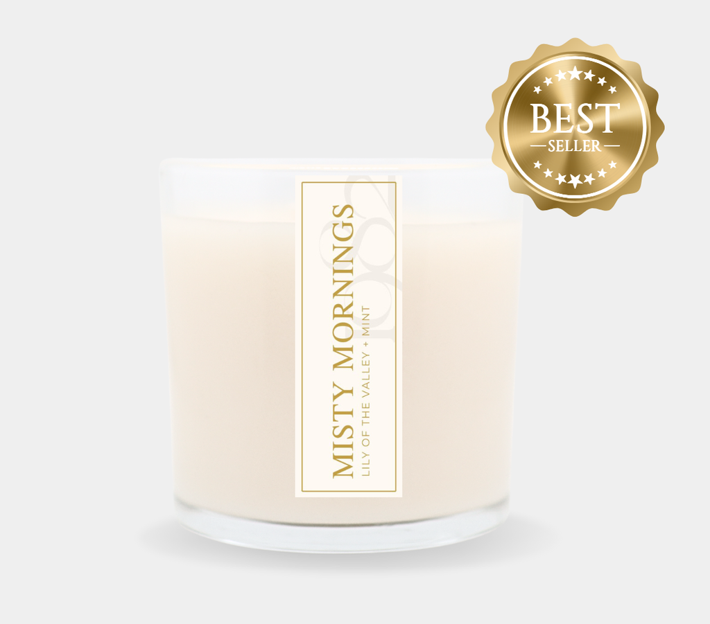 Misty Mornings (14 oz Double Wick) - Notes: Salt Water, Morning Dew, Lily of the Valley & Lush Greens