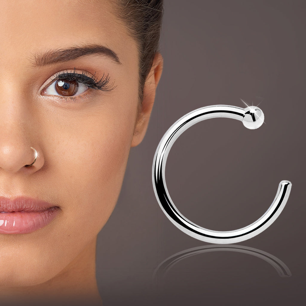 18G 5/16 Solid 14K White Gold Nose Hoop