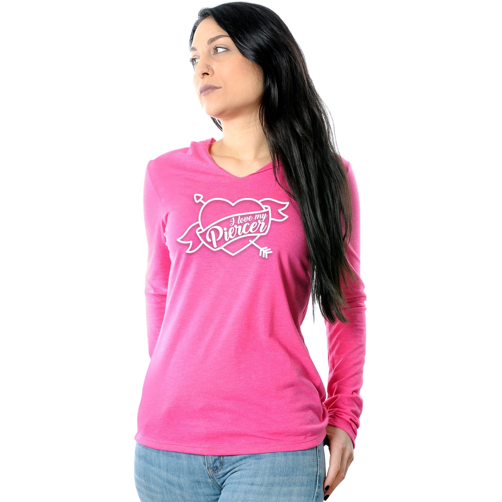 I Love My Piercer Black Tapered Long Sleeve Hoodie