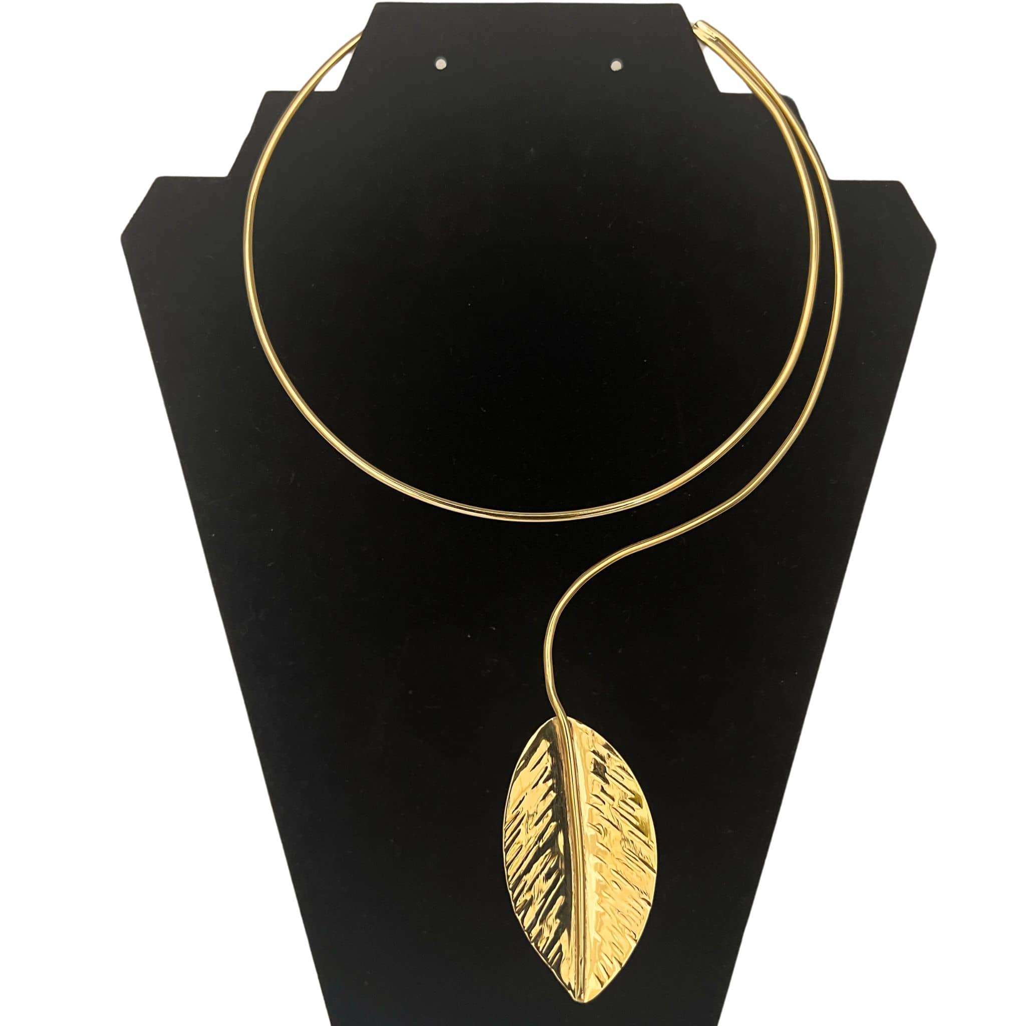 Leaf Pendant Wrap Brass Choker Necklace for Women | Zizi