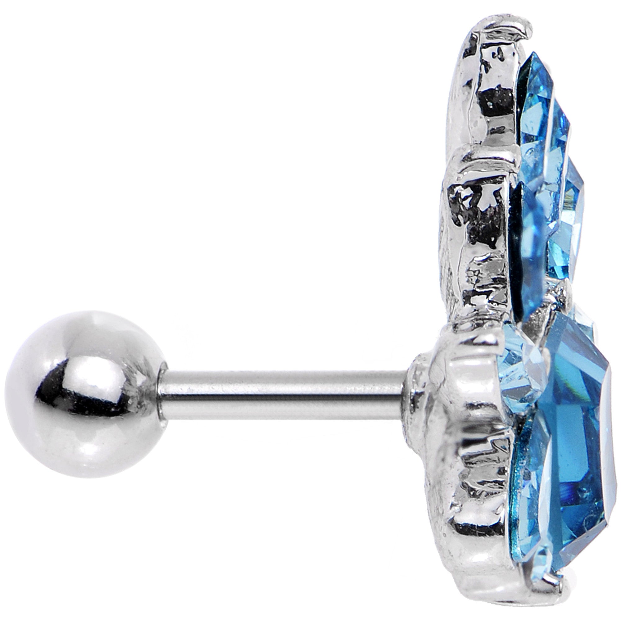 16G 1/4 Blue Gem Flower Tiara Amulet Cartilage Tragus Earring