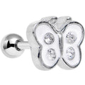 14G 1/4 Clear White Cutiepie Butterfly Tragus Cartilage Earring