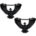 14G 1 1/16 Black Birdseye View Soaring Eagle Nipple Shield Set