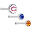 20G Licensed NFL Chicago Bears Logo Nose Bone 3 Pack Set